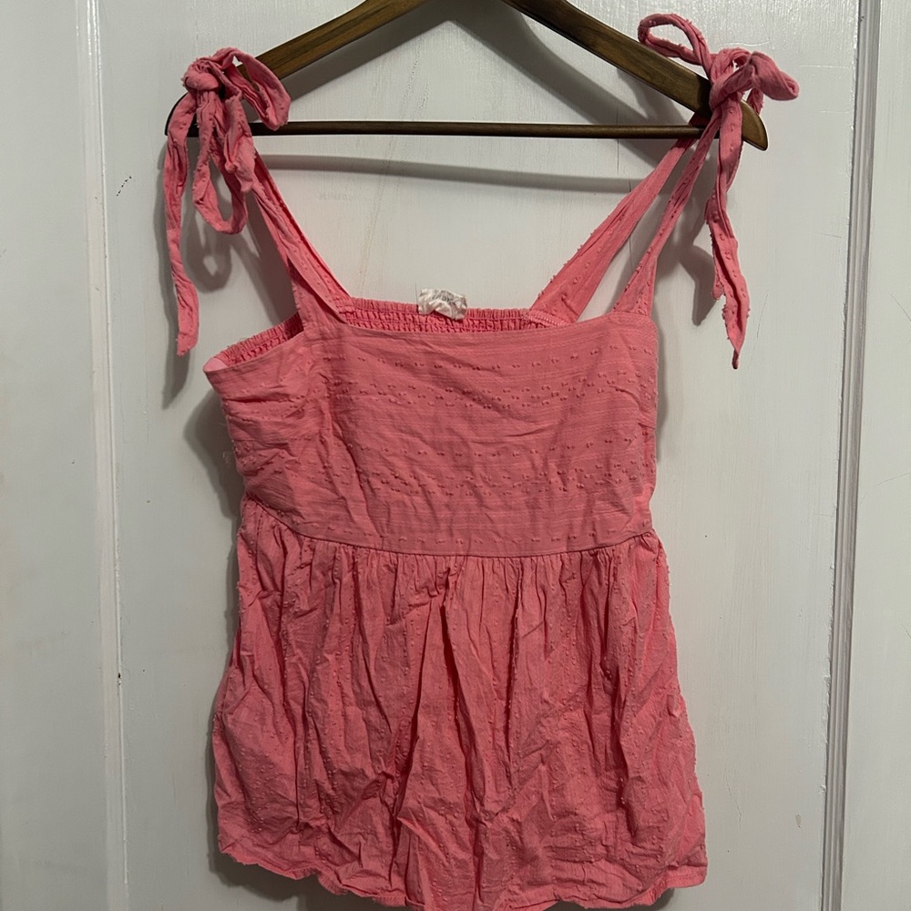 Andree Pink Smocked Camisole with Tie Front